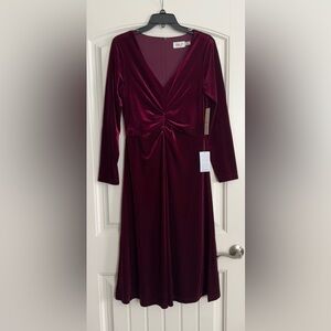 NWT Eliza J Velvet Midi Dress - Burgundy, size 10